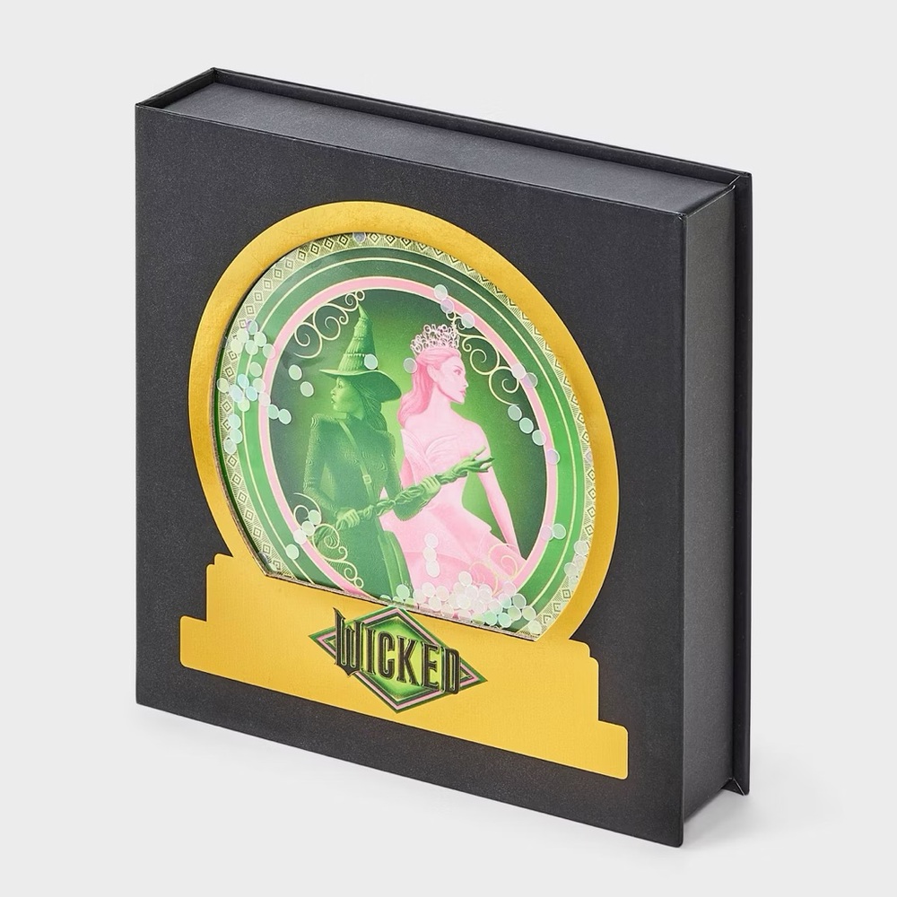 Wicked nwt Snow Globe Box of Cozy Embroidered Crew Socks - Pink/Black 4-10